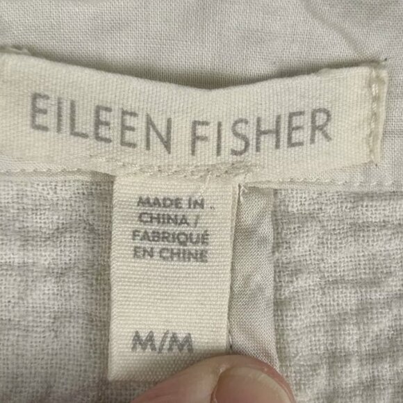 Eileen Fisher Ivory Linen Organic Cotton Jacket Womens M Snaps Pockets Lagenlook - Picture 7 of 7